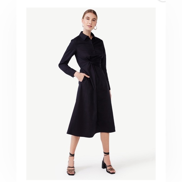 NWT🌸scoop side knot midi dress - Picture 1 of 17